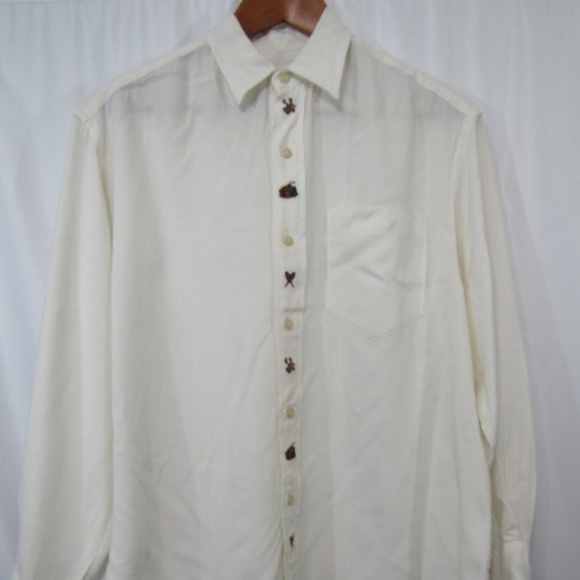 Polo Ralph Lauren Tops - Ralph Lauren Polo Ivory Button Up Embroidered Rayon Wool Top Size 8